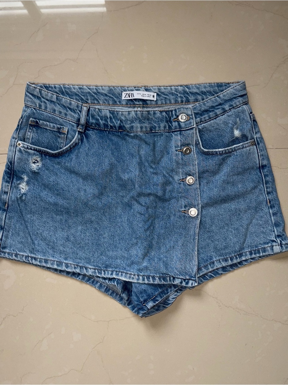 Blue zara denim wrap skort